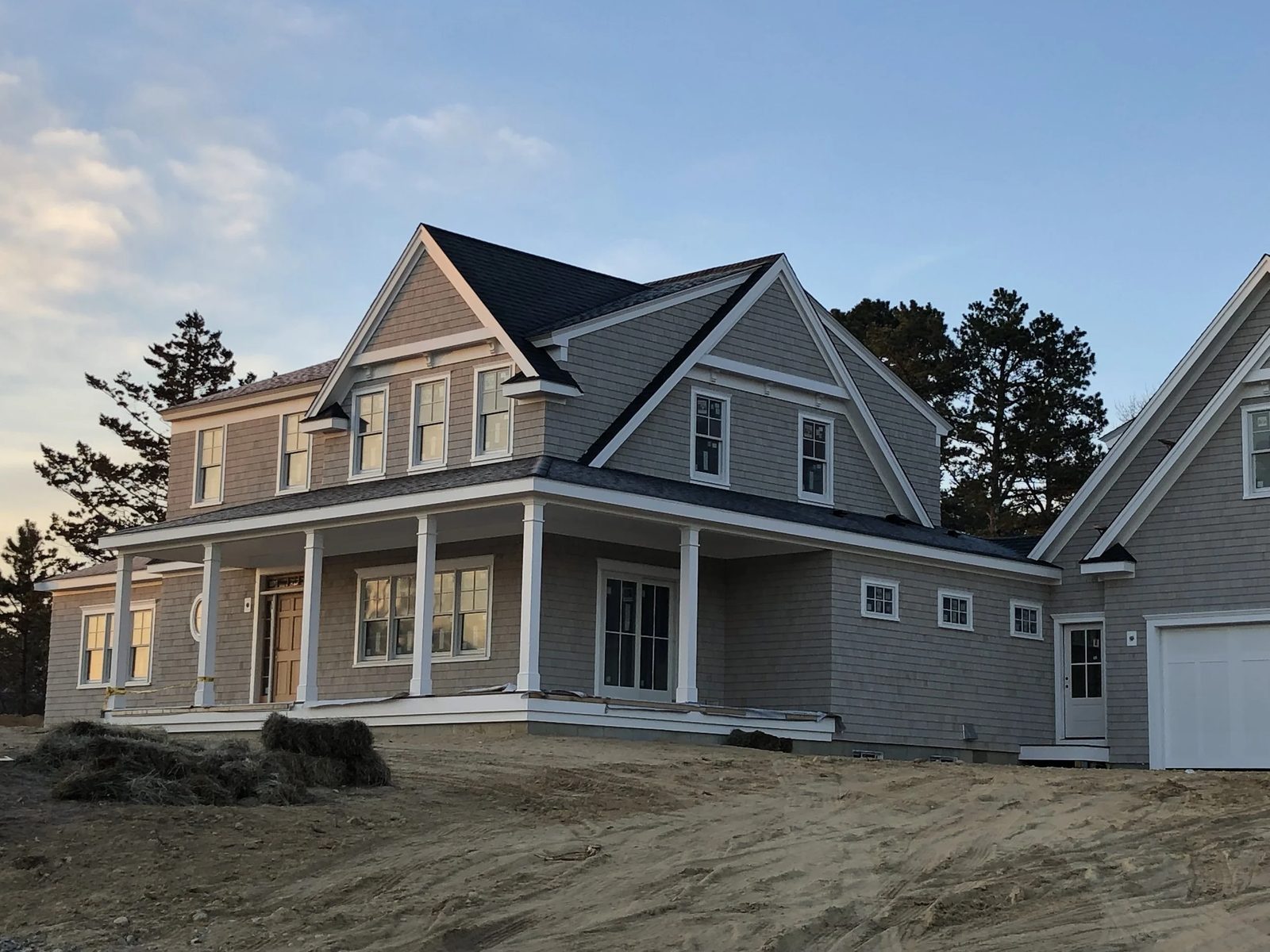 Brewster House wrap-around porch during construction