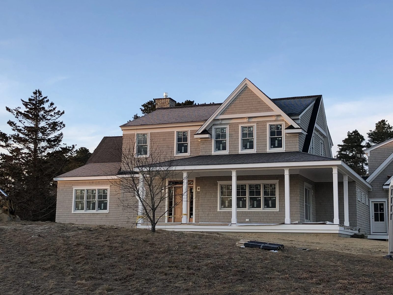 Front elevation under a clear sky